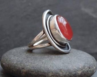 Handmade Carnelian and Sterling Silver Ring.