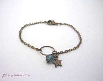 Bronze pearl bracelet blue duck and Star