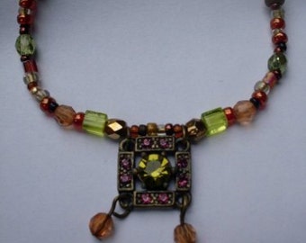 Vintage Gypsy Bohemian Peridot Beaded Necklace Beaconhillcollectibles Jewelry