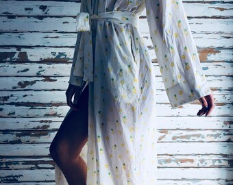 Kiyomi Pineapple Print Maxi Kimono Robe Dressing Gown, 100% Indian Cotton, Byron Bay, Mothers Day, Gift, Love