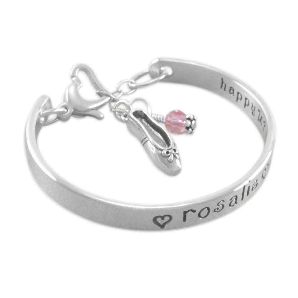 Childs Cuff Bangle Bracelet stamped engraved sterling silver