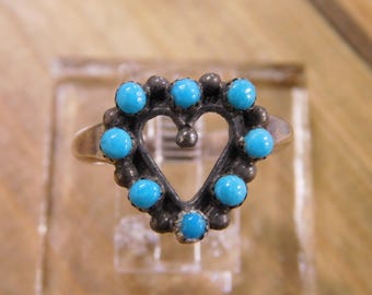 Heart Turquoise Sterling Silver Ring Size 10