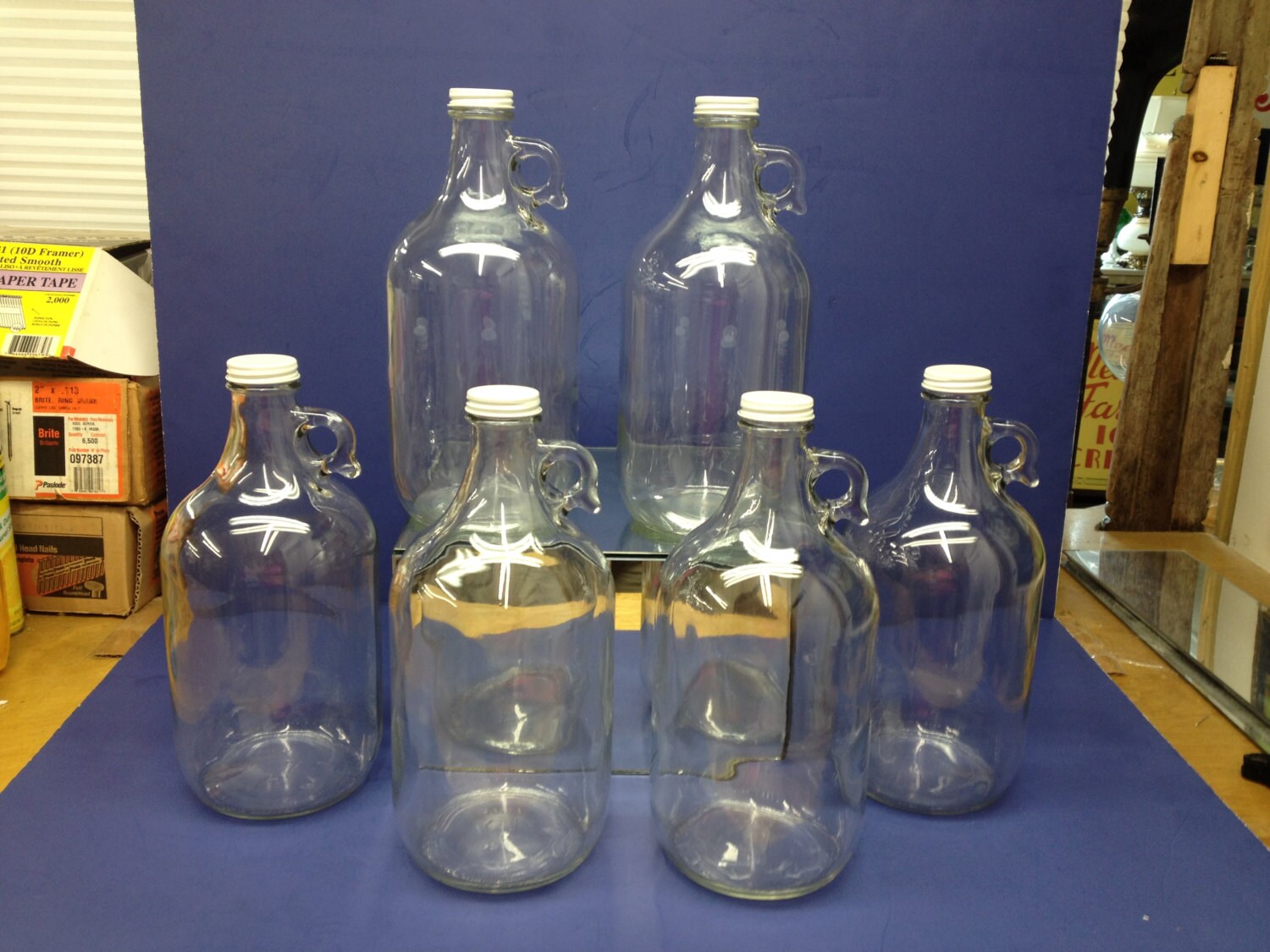 Moonshine Jug 6 New 64oz. 1/2 Gallon Glass Jug Beer Wine