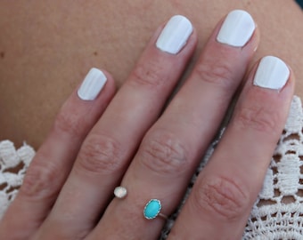 Opal and Turquoise silver ring, turquoise ring, Opal ring - stacking ring, knuckle ring