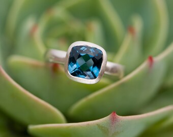 Blue Topaz Ring - London Blue Topaz Ring - Blue Topaz Silver Ring - Made to order - FREE SHIPPING