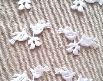 SET of 6 pair of DOVES white SATIN wedding UNION CELEBRATION 35x20mm