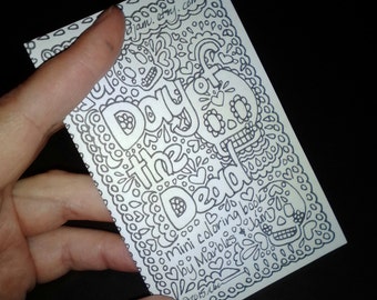Day of the Dead sugar skull coloring book, dia de los muertos, mini coloring book