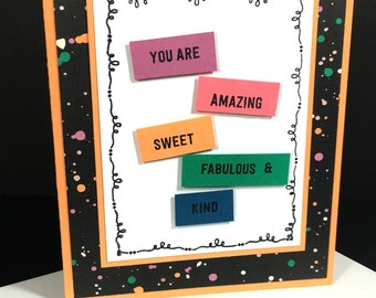 Friendship Card, Handstamped Greeting Card, All Occasion Card, Handmade Just Because Card, Special Card for Friend