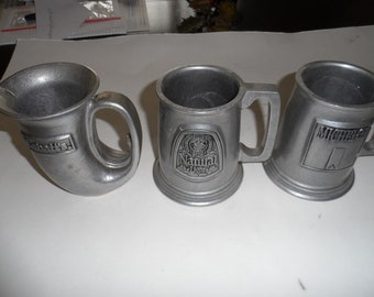 3 Pewter Beer mugs Lebatt, michelob, Grain belt