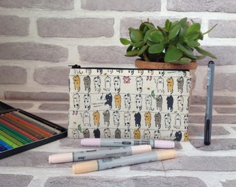 cats on a washing line pencil case, cat pencil case, cute pencil case, back to school supplies, cat lover, gift for teacher, birthday gift