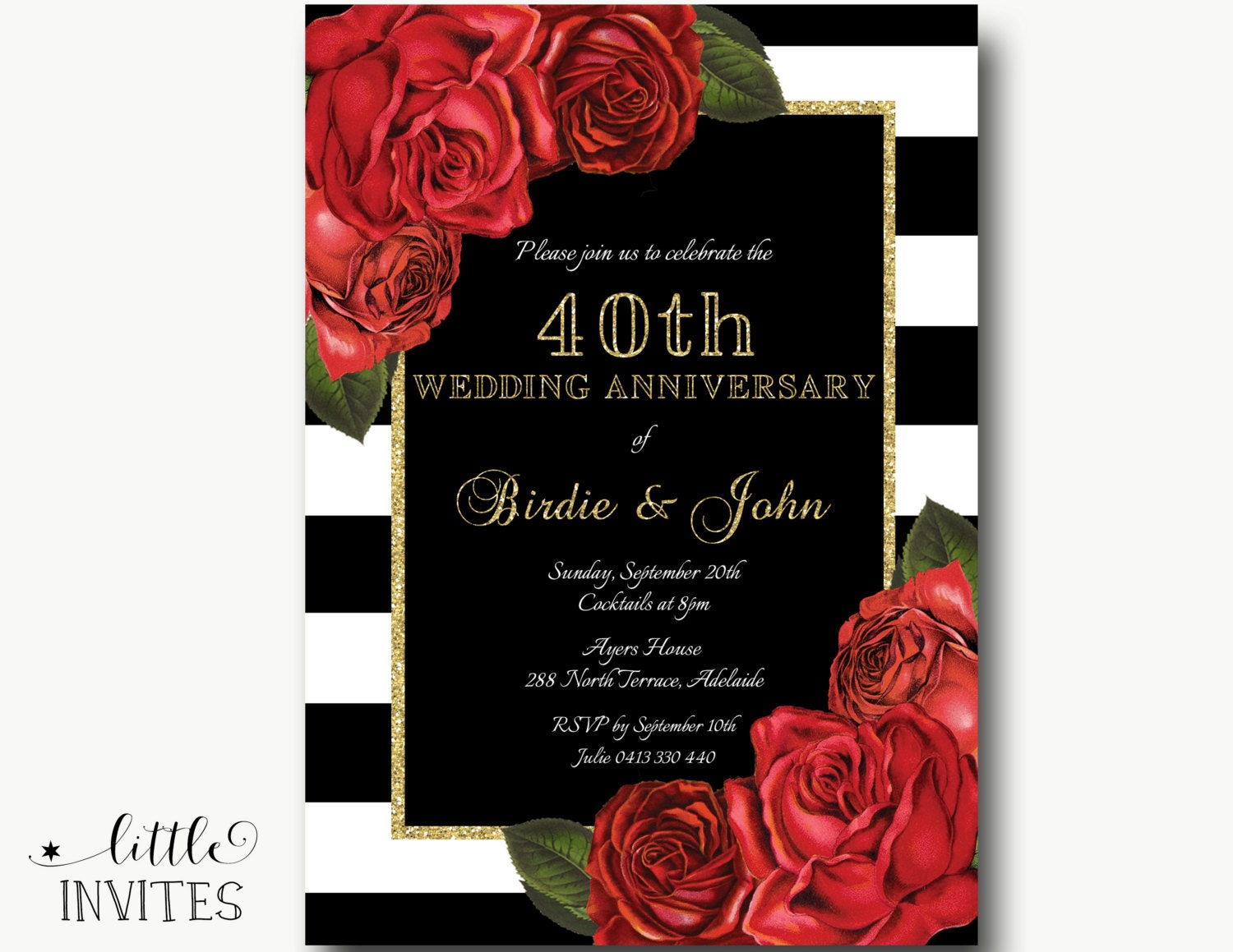 Black And White Rose Wedding Invitations 9