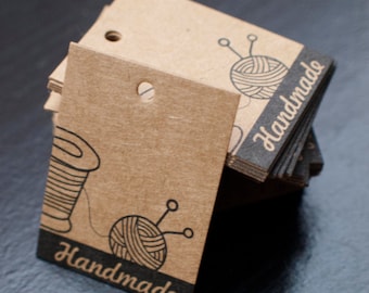 Price tags - brown kraft paper- 3cm x 4xm - knitting