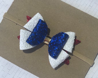 Fireworks- red , white, and blue glitter hair bow- forth of july 2018