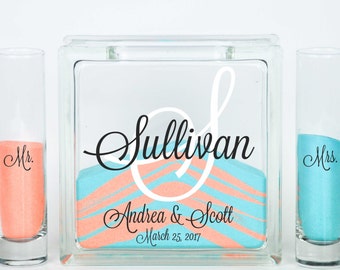 Unity Sand Set Ceremony Kit, Unity Candle Set Alternative, Monogram Sand Set, Unity Sand Jar with Lid, Unity Frame Box, Beach Wedding Decor