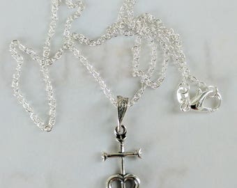 Necklace - Camargue Cross - Sterling Silver - 14x26mm + 18 inch chain