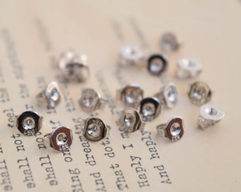 20 or 100 of 925 sterling silver earring nuts stoppers backs backers butterfly for earring posts in 4mm QT