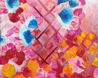 Mixed Media Collage Original Painting "Trellis"
