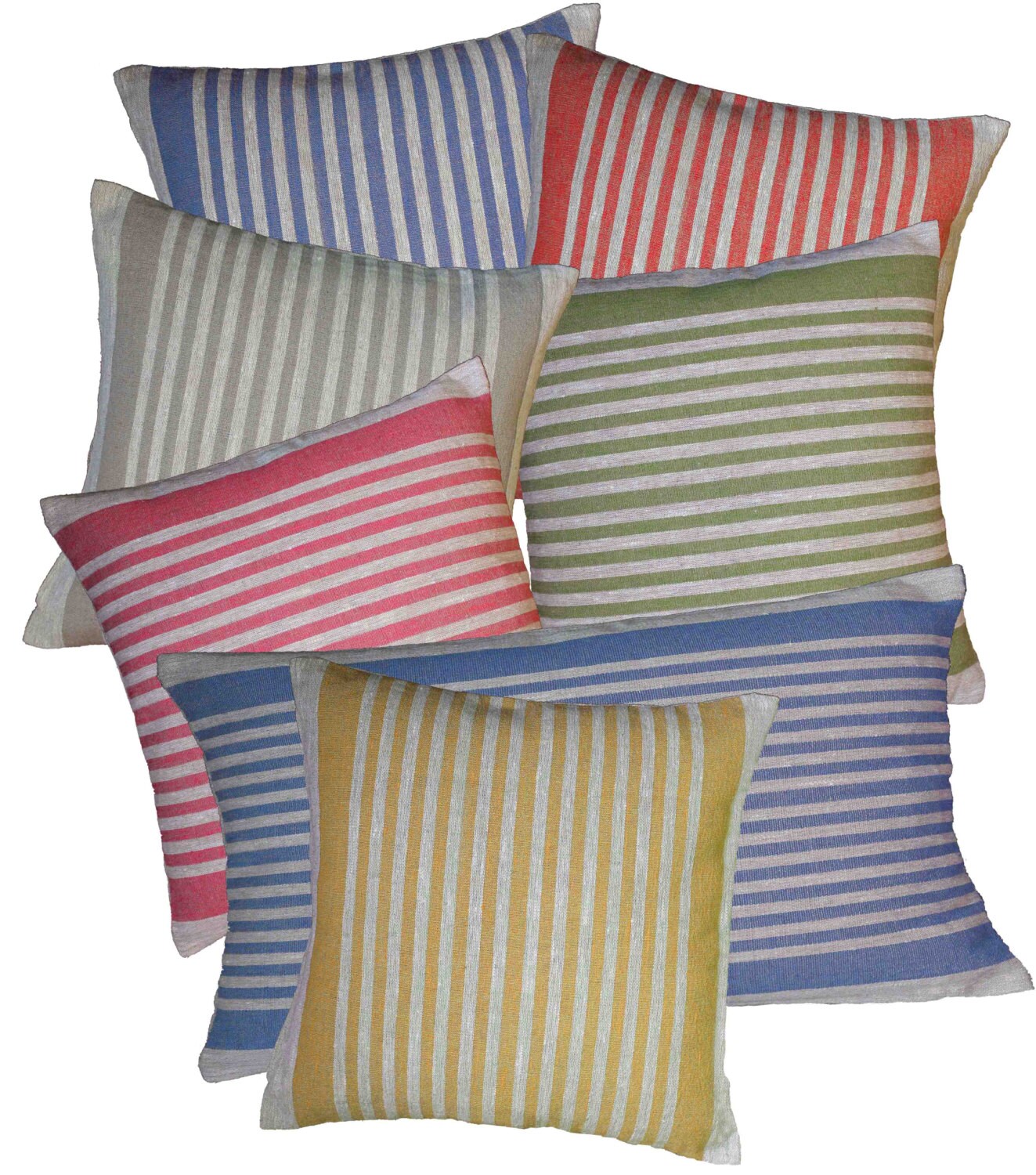 Cushion Cover Ticking Stripe 100 Linen Grey Pillow Case Rough
