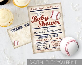 Baseball Baby Shower Invitation, Baseball Shower Invite, Vintage Baseball Shower Invitation, DIGITAL YOU PRINT