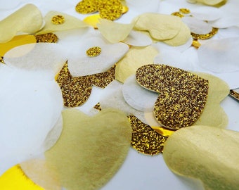 Gold glitter heart confetti (100)