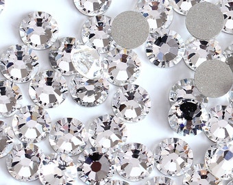 Swarovski Crystals CLEAR flat back stones rhinestone gems charms non hotfix for nail art design shoes clothes etc