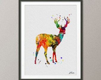 deer Print deer watercolor deer art deer poster Gift Poster Wall Hanging Wall Decor deer for children deer watercolor print No.A018