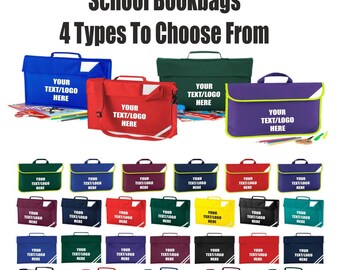 Personalised Custom Childrens Embroidered Kids School Book Briefcase Bag Secret Santa Xmas Gift Tumblr Pintrest
