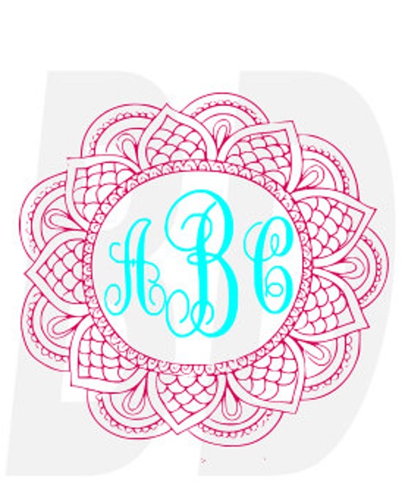 Download Mandala Monogram SVG eps dxf cricut air silhouette cameo