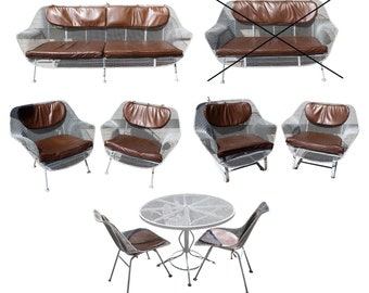 Mid Century Modern Woodard Rare Complete Sculptura Wrought Iron Patio Set