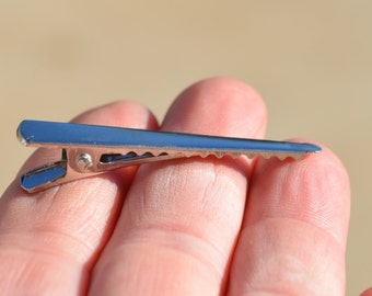 50 Silver Alligator Clip Barrettes F324