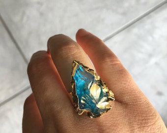 Angel Aura Quartz Ring, boho style