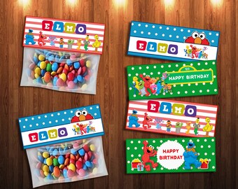 Elmo Treat Bags, Birthday Party Treat Bags, Elmo Party Favors, Elmo bags, Birthday Party Favors, Elmos Candy | EL_FULL