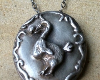 Handmade Sterling Silver Dodo Cameo necklace