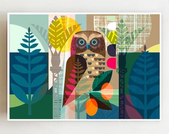 Vertical, New Zealand, Ruru, print