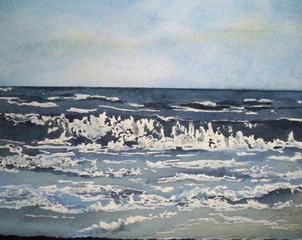 Original Seascape Watercolor Painting FREE SHIPPING