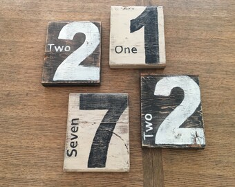 Wood number/Wall gallery display/Wall hanging