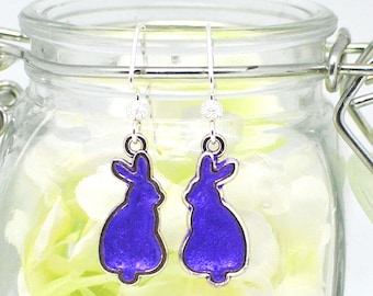 RESERVED Purple Bunny Earrings Iris - Cute Bunny - Pet Bunny Rabbit - Bunny Jewelry - Nature Lover Gift - Rabbit Earrings - Woodland Animal