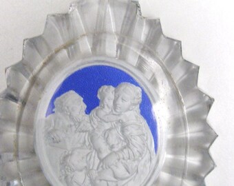 antique glass holy water font