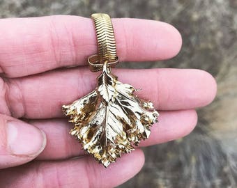 gold dipped leaf pendant // gold tone necklace chain // kale jewelry // gold dipped kale leaf