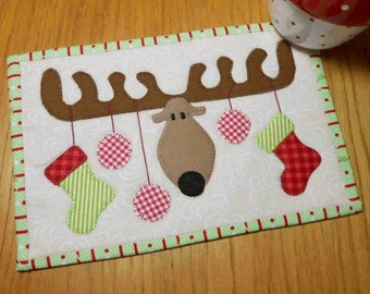 Christmas Antlers Mug Rug Pattern