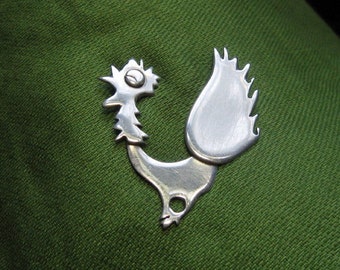 Vintage Modernist Sterling ROOSTER Pin; Something to Crow About!