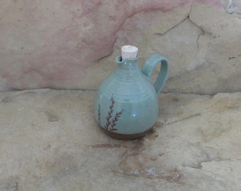 SALE - Mini Cruet Pourer - Handmade Stoneware Ceramic Pottery - Turquoise - Willow - 14 ounce