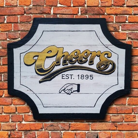 Handmade Cheers Bar Sign Cheers Boston Rustic Bar Sign Man