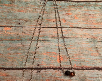 Lava bead and glass bead diffuser necklace