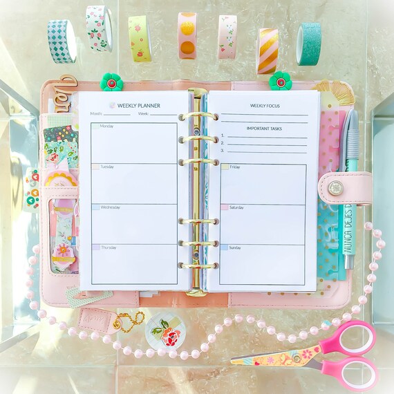 WEEKLY PLANNER Personal Size 3.7 x 6.7 inches. Week on 2