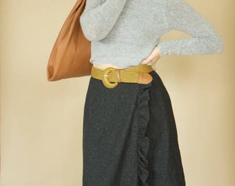 SALE! Vintage Wool Ruffle Wrap Skirt