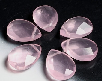 Pink quartz faceted flat teardrop 18x13mm, 2 pcs (item ID L07PQFT18x13)