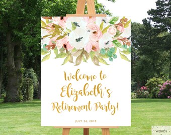 Retirement Party Decorations For Women, Elegant Retirement Party, Retirement Party Ideas, Retirement Party Decor, Printable Sign, Banner