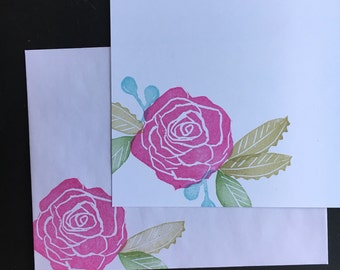 Pink rose flat note cards