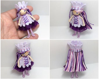 Bendy Doll- Princess Doll- Waldorf Bendable Felt Doll- Dollhouse Doll- Miniature Fairytale Princess- Small Doll- Child Friendly- Queen- Girl